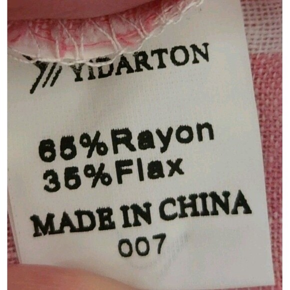 Yidarton Women’s Pink White Striped Blouse Size Large V-Neck Long Sleeve Linen - Picture 8 of 8